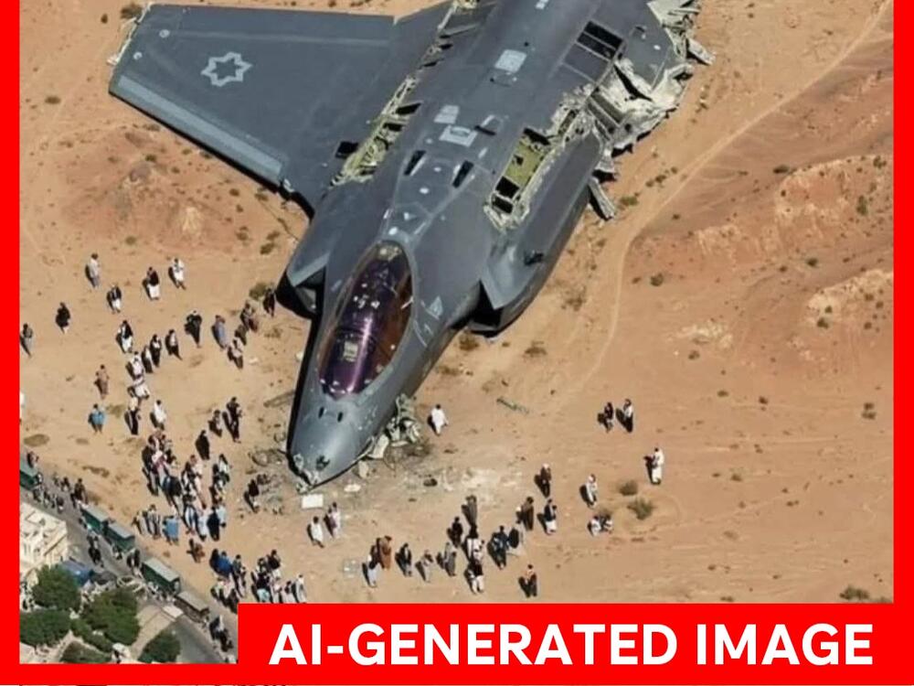 An AI-generated image of a fighter plane shot down in Iran that was published on a parody account on X. Users repeatedly asked the platform's AI chatbot, Grok, if the image was real.