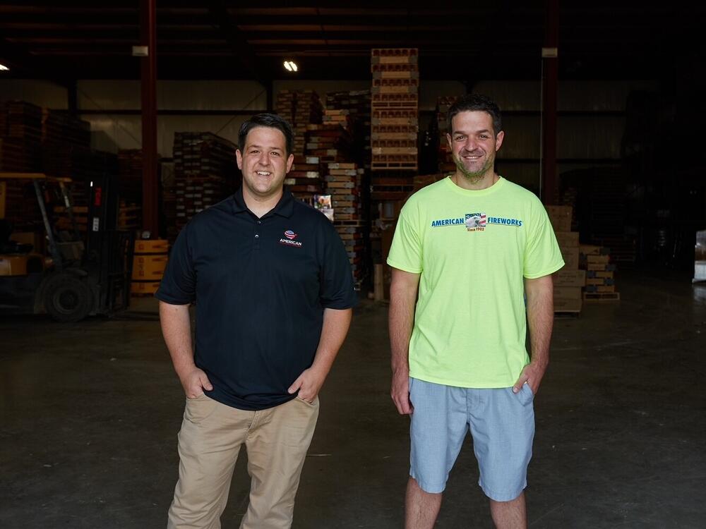 John Sorgi (right) and his brother Roberto run the American Fireworks Company in Hudson, Ohio, which their great-grandfather started in 1902. They stage hundreds of shows each year but worry about the cost of tariffs on fireworks imported from China.