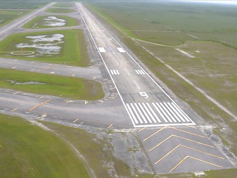A screenshot from a video released by Florida Attorney General James Uthmeier shows the Dade-Collier airfield in the Everglades, about 55 miles west of Miami.