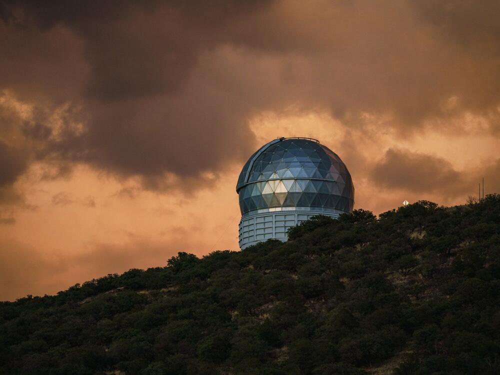 The Hobby Eberly Telescope stands atop a hill before the beginning of a star party at McDonald Observatory in Fort Davis, Texas, on May 27.