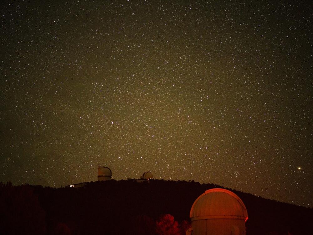 The night sky looms bright over the facilities of McDonald Observatory after a star party in Fort Davis, Texas, on May 27.