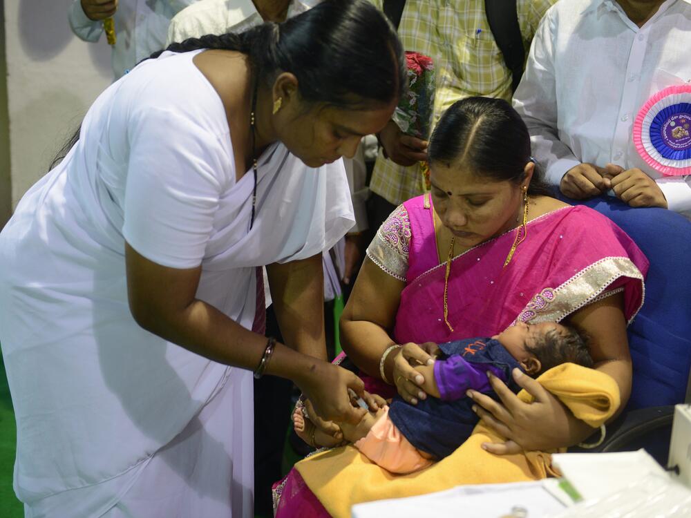 A child receives the DPT vaccine, which protects against diphtheria, tetanus and pertussis, three potentially fatal diseases. A 2017 study assessing this vaccine was cited by RFK Jr. when he announced that the U.S. will halt its funding of Gavi, the Vaccine Alliance, because of concerns about vaccine safety. Vaccine specialists question the validity of the study that he mentioned.
