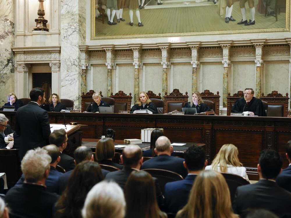 The Wisconsin Supreme Court listens to arguments during a redistricting hearing at the state Capitol, Nov. 21, 2023, in Madison, Wis. The court decided Wednesday, July 2, 2025, that the state's 176-year-old law does not ban abortion.