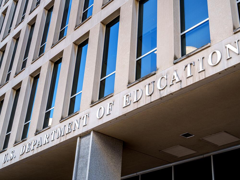 The entrance of the U.S. Department of Education headquarters in Washington, D.C.