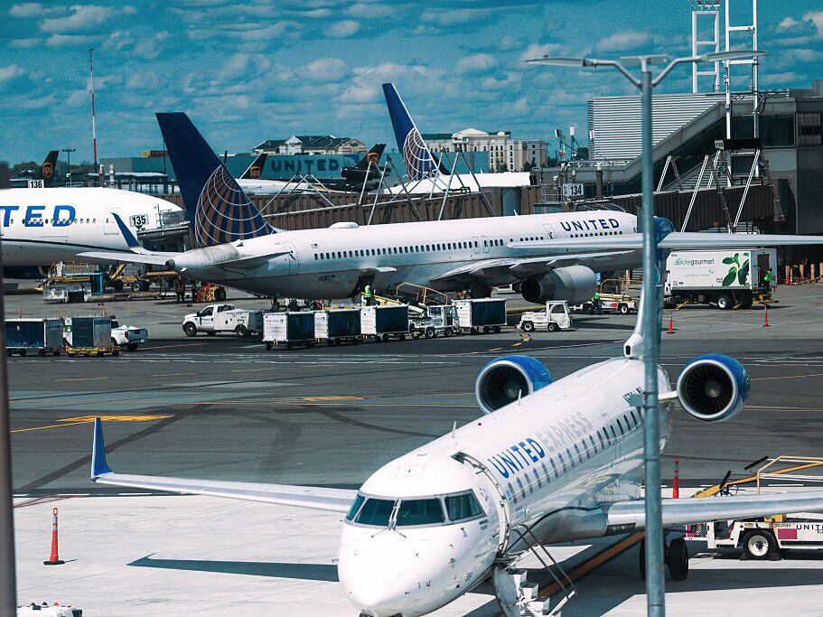 Planes sit on the tarmac at Newark Liberty International Airport in June.