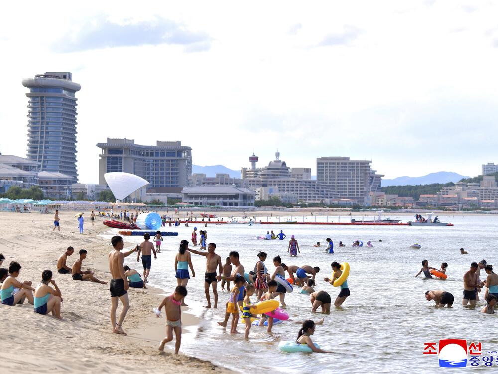 This photo provided on July 2, 2025, by the North Korean government shows a beach resort in the Wonsan-Kalma eastern coastal tourist zone on July 1, 2025.