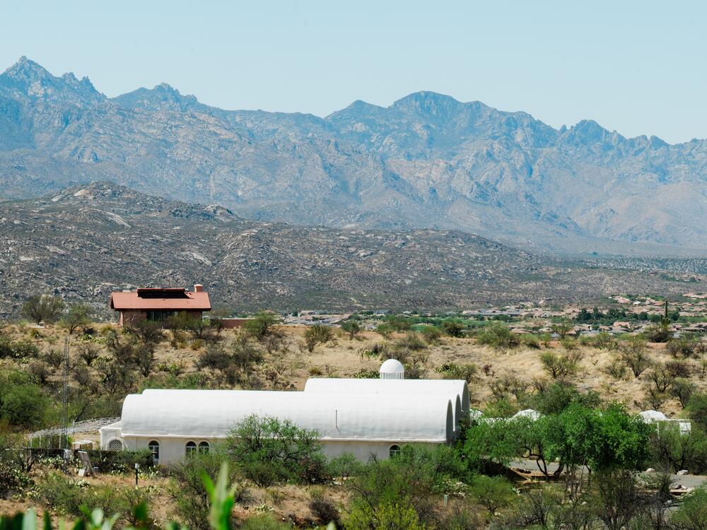 Part of the Biosphere 2 complex in the Santa Catalina foothills on June 20, 2025,in Oracle, Ariz., U.S.