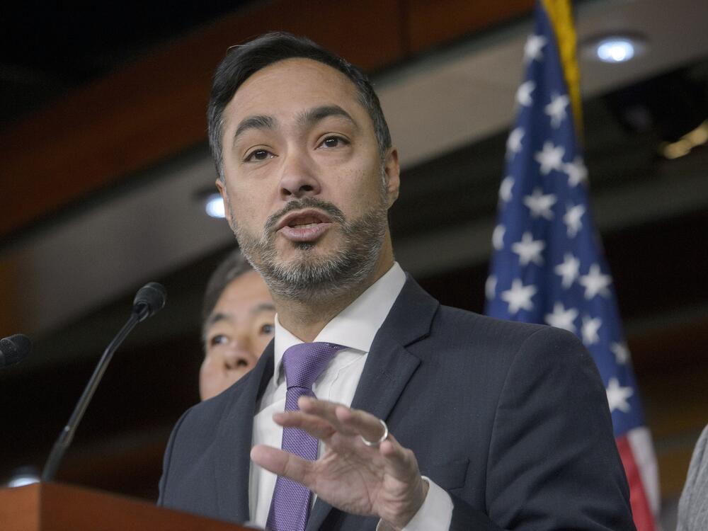 Rep. Joaquin Castro, D-Texas, speak at the Capitol on Jan. 23 in Washington.
