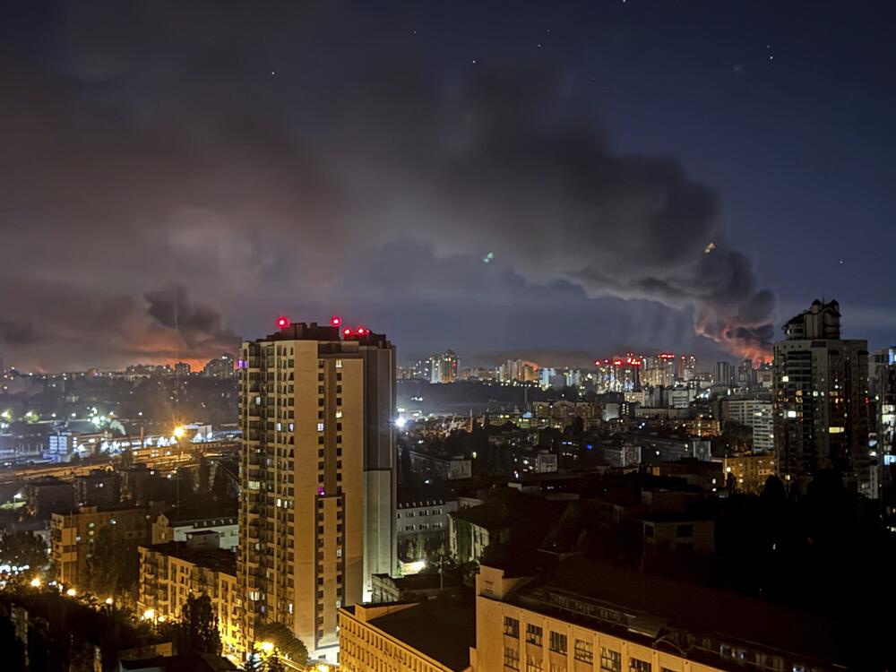 Smoke rises after a Russian strike on Kyiv, Ukraine on July 4.