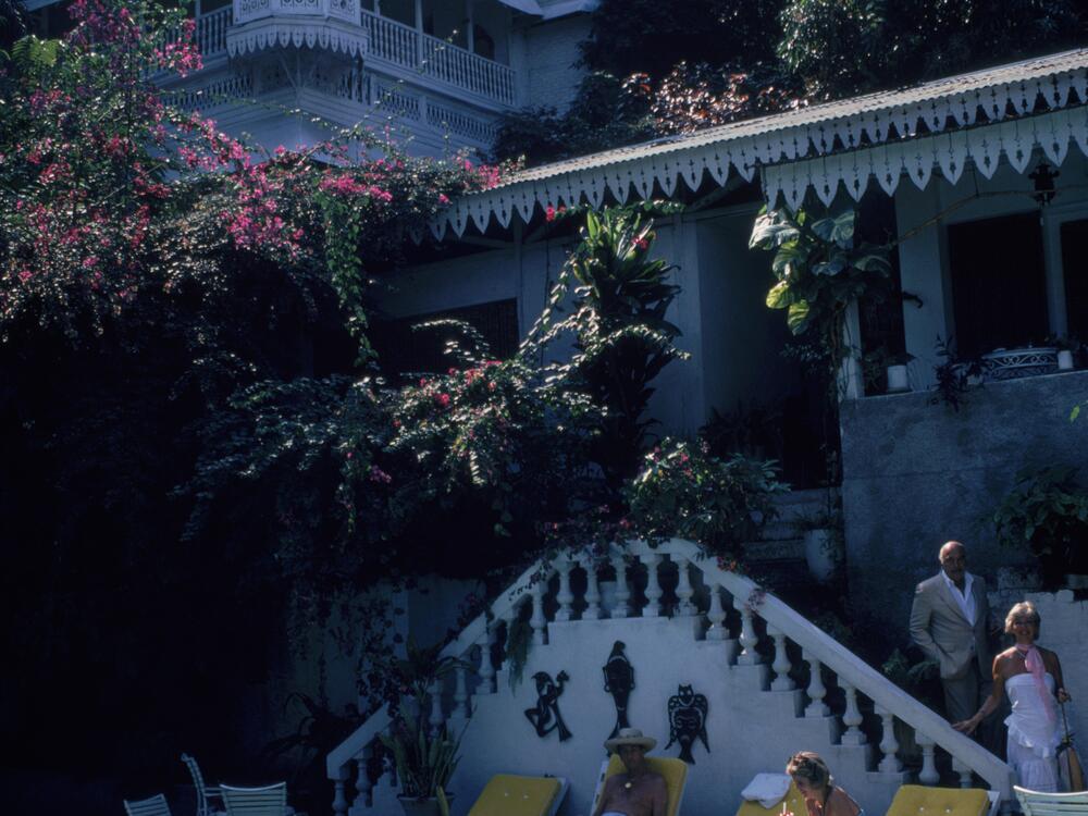 The swimming pool at the Grand Hotel Oloffson in Port-au-Prince, Haiti, February 1981.