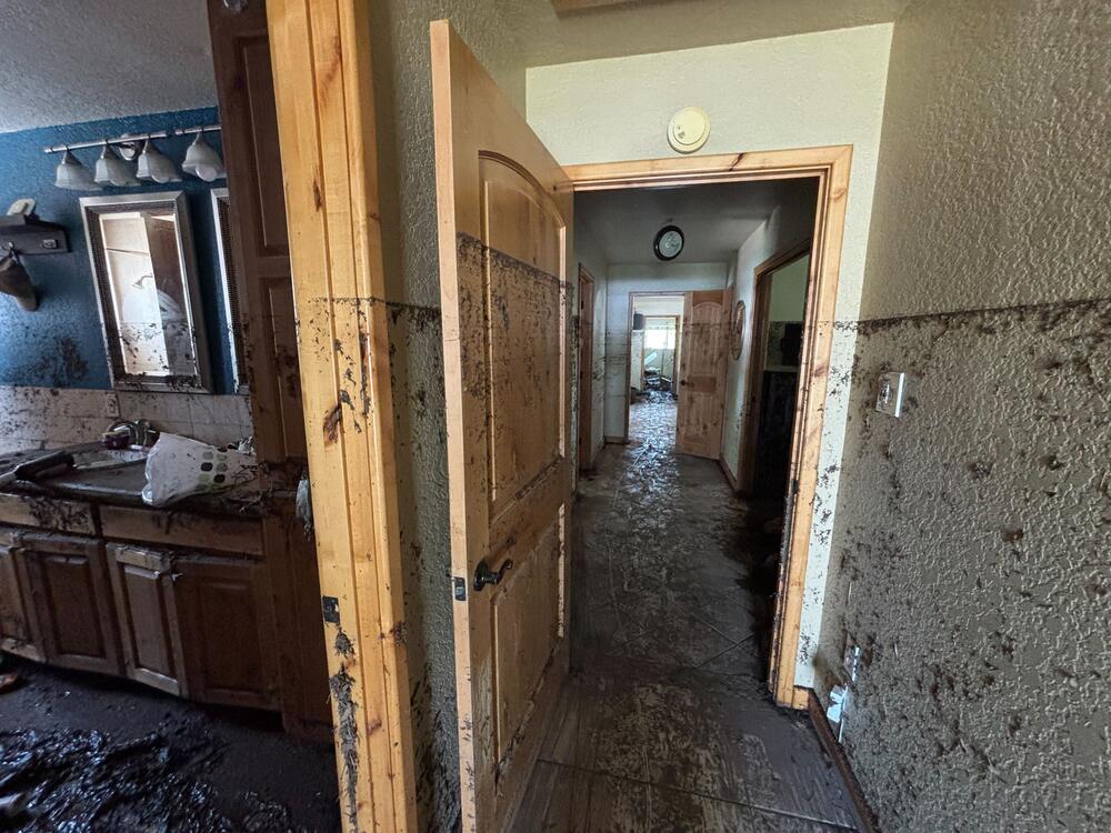 Flood damage in the house where Taylor Bergmann used to live. The water line was at least five feet tall.