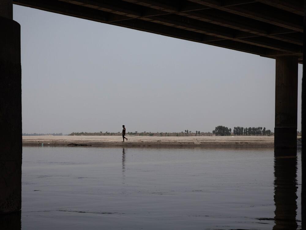 The Chenab, one of the three rivers allocated to Pakistan under the Indus Waters Treaty, seen from the riverbank in early June in Punjab province, Pakistan.