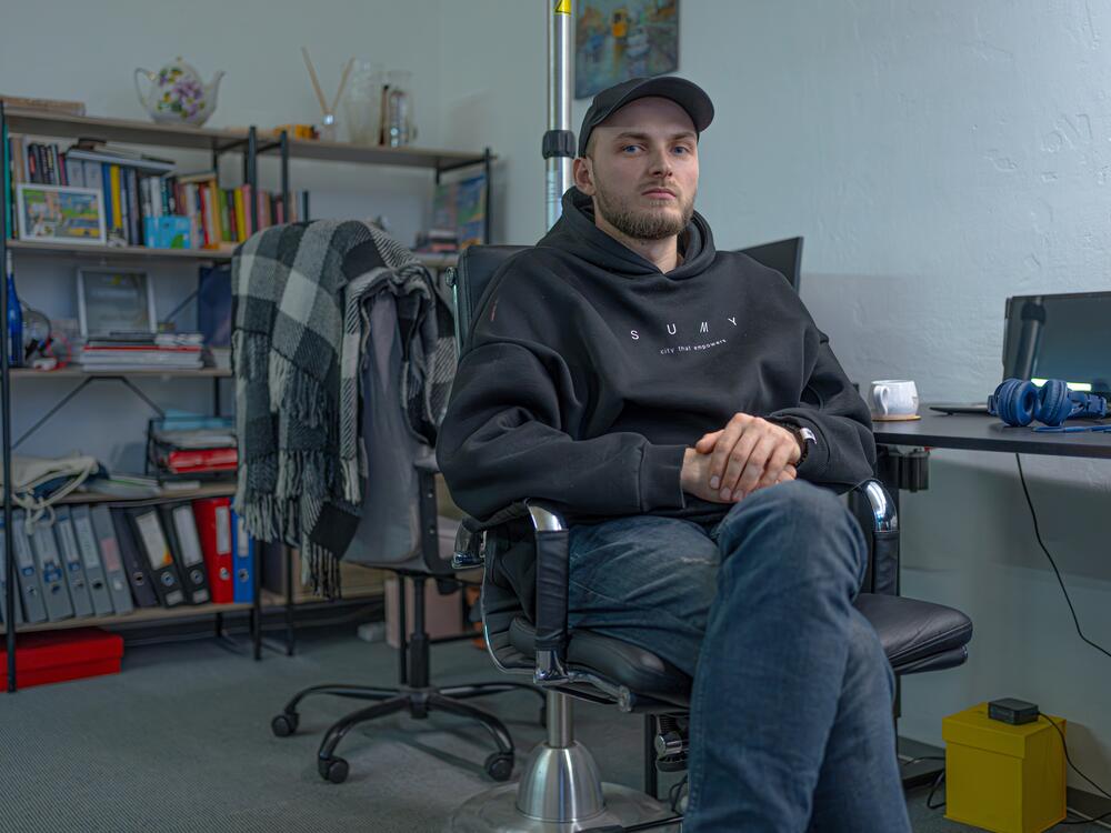 Dmytro Tyshchenko, co-founder and CEO of CUKR, an online magazine focusing on community news in Sumy, at his office earlier this year.  