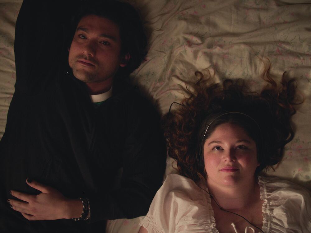 Will Sharpe as Felix and Megan Stalter as Jessica in <em>Too Much.  </em>