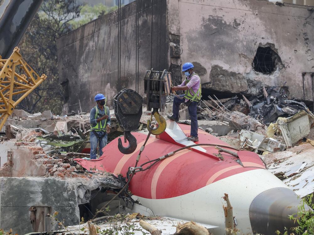 Members of the Indian Army's engineering team prepare to remove the wreckage of an Air India Boeing 787 Dreamliner aircraft, bound for London's Gatwick Airport, which crashed during take-off from an airport in Ahmedabad, India June 14, 2025.