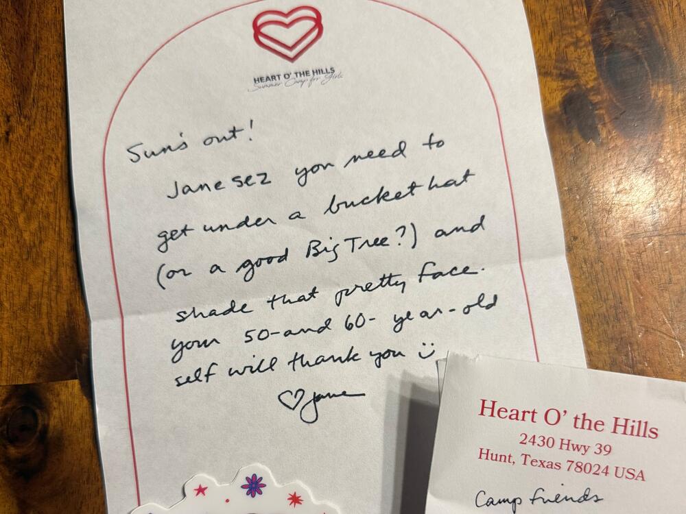 After Heart O' the Hills camper Sydney Sutton sent a photo of herself to Jane Ragsdale, the camp director wrote this letter back to Sydney.