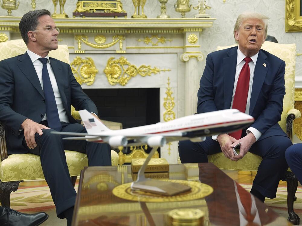 President Trump meets with NATO Secretary-General Mark Rutte in the Oval Office of the White House in Washington, D.C., on Monday.