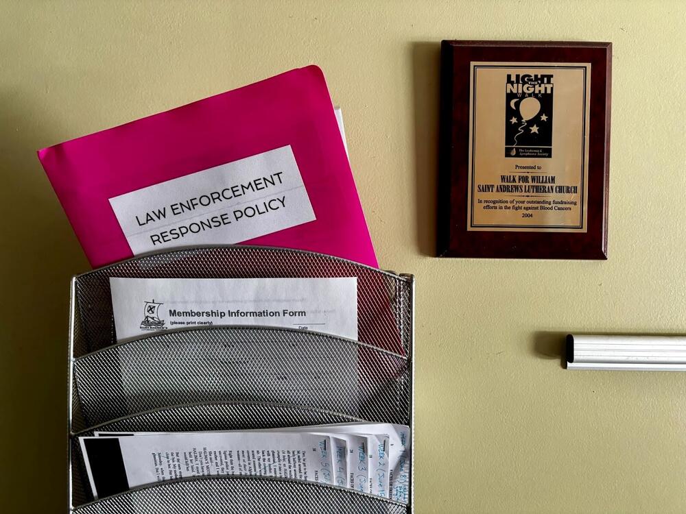 St. Andrew's Lutheran Church in west Los Angeles has developed a response plan in case immigration agents show up on the congregation's property. Those plans are stored in easy-to-find pink folders at various entryways around the church's buildings.