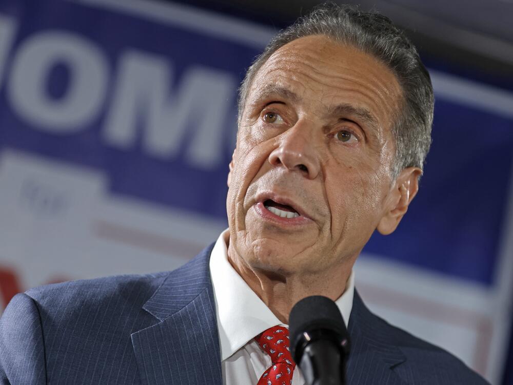 Andrew Cuomo speaks during an election party following the primaries at the Carpenters Union in New York City on June 24, 2025.