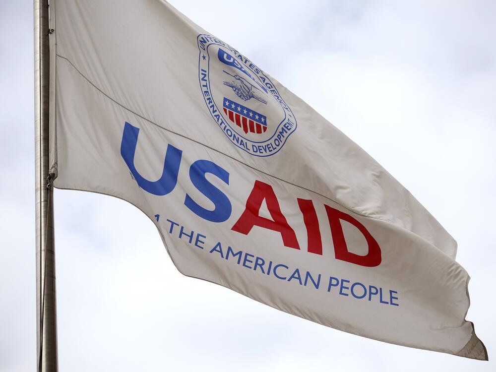A flag outside the U.S. Agency for International Development (USAID) headquarters in Washington, D.C. on Feb. 3. The agency was shut down on July 1; remaining programs have been transferred to the State Department.