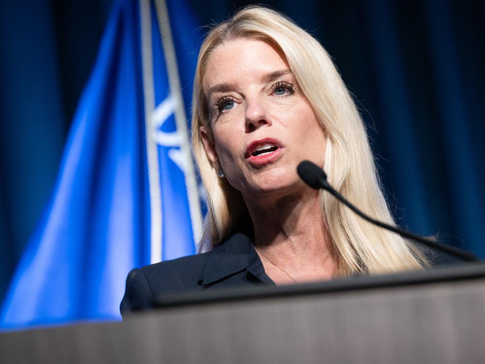 US Attorney General Pam Bondi speaks about recent drug enforcement actions during a news conference at the Drug Enforcement Administration headquarters in Arlington, Va., on Tuesday.