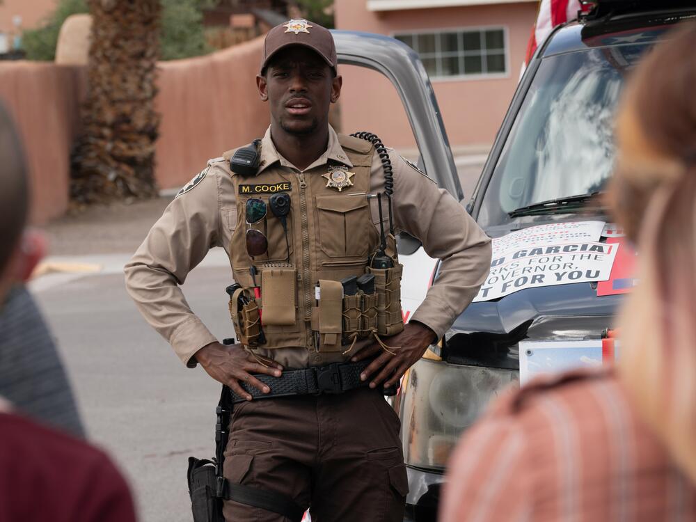 Micheal Ward plays the sole Black character in<em> Eddington. Of course</em> he's a police officer.