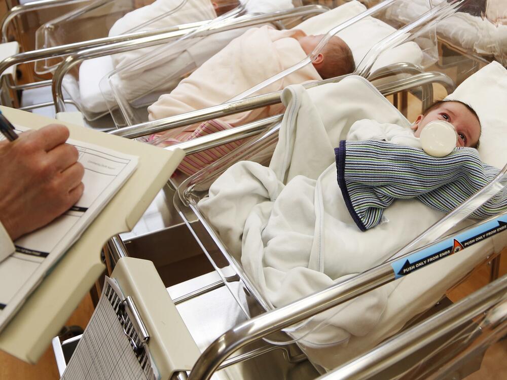 Newborn babies lie in bassinets in the nursery of a postpartum recovery center in upstate New York in 2017. A new study examined births over decades to find tendencies toward having all girls or all boys.