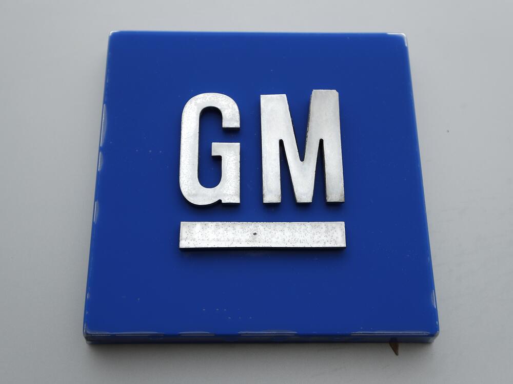 A General Motors logo is seen at the General Motors Detroit-Hamtramck Assembly plant in Hamtramck, Mich. on Jan. 27, 2020.