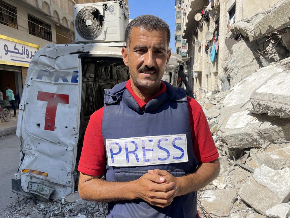 AFP journalist Khader Zaanoun poses for a picture in Gaza City on Tuesday. AFP journalists in the Gaza Strip say chronic food shortages are affecting their ability to cover Israel's conflict with Hamas militants.