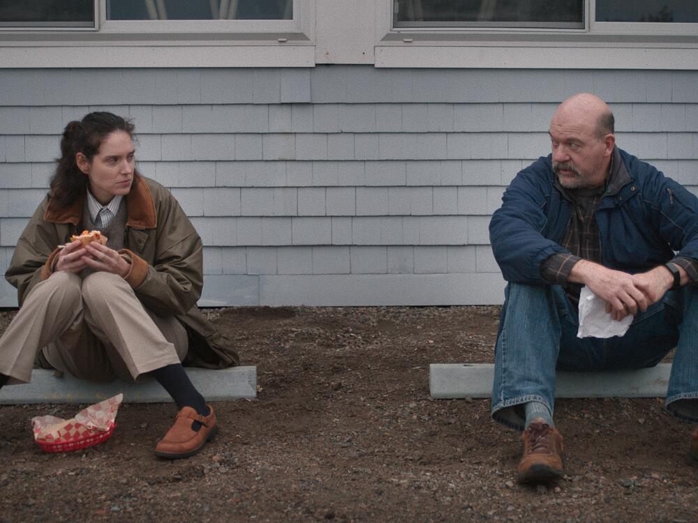 Eva Victor (left) and John Carroll Lynch in a still from <em>Sorry, Baby.</em>
