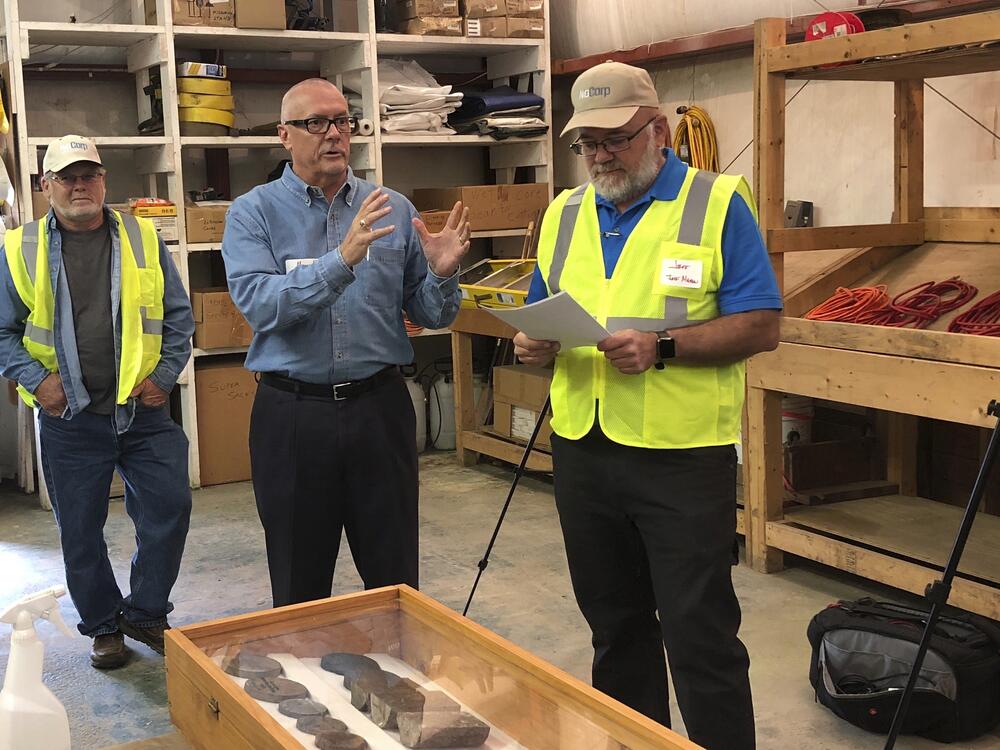 NioCorp CEO Mark Smith talks to a group of investors Oct. 6, 2021, about the prospects for a mine near Elk Creek in southeast Nebraska. Smith is a former CEO of Molycorp.