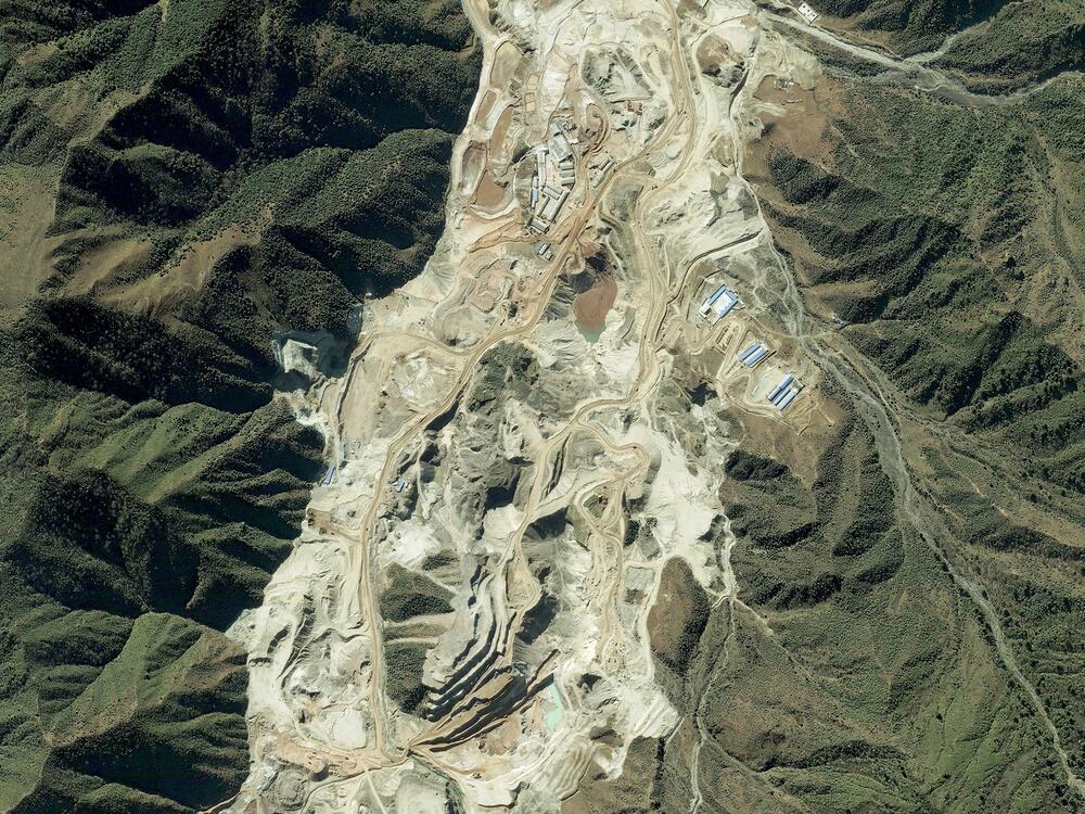 This is a satellite image collected on Nov. 13, 2012, of the Maoniuping Mine, one of China's largest rare earth elements mines, located near Mianning, Sichuan province, China.