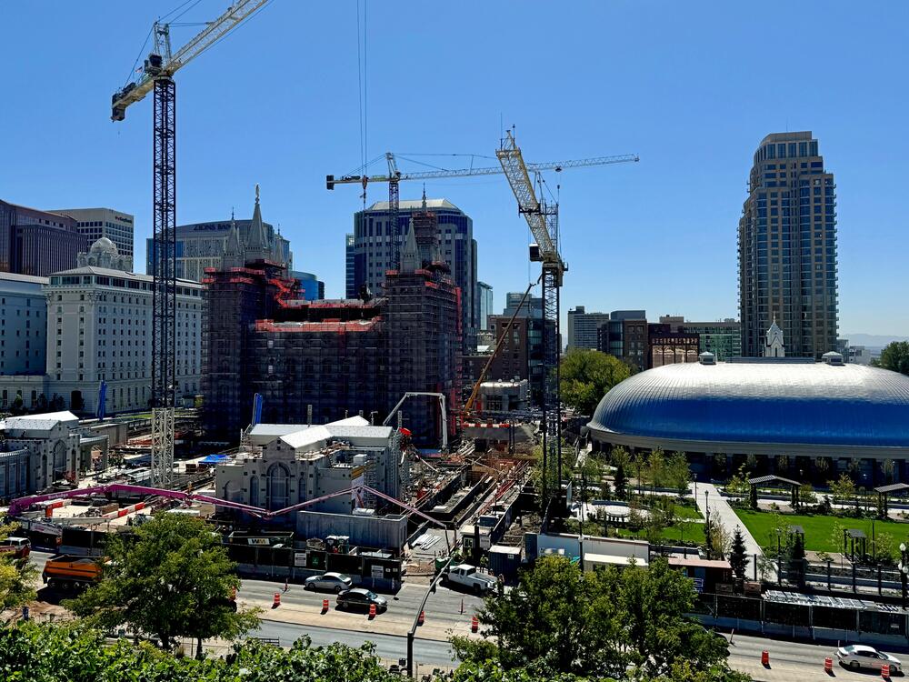 Temple Square in Salt Lake City, Utah, under renovation. Utah is among a growing number of states pressing cities to build more affordable housing.