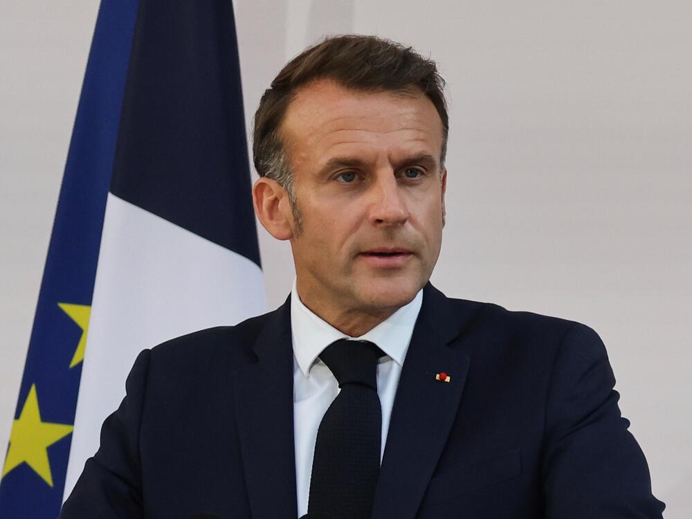 French President Emmanuel Macron speaks to the army leaders at the Hotel le Brienne on  July 13.