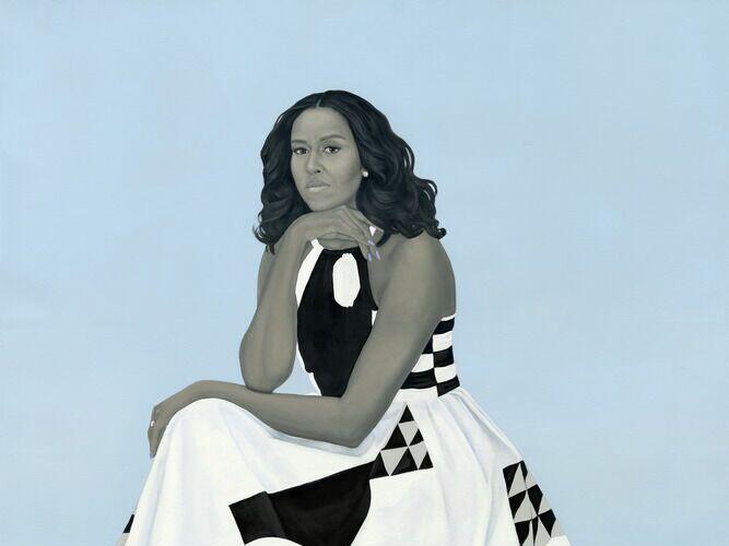 Sherald's portrait of Michelle Obama,<em> Michelle LaVaughn Robinson Obama, 2018</em>, was commissioned by the National Portrait Gallery.