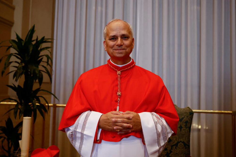 Cardinal Robert Francis Prevost poses after being elevated to the rank of cardinal at the Vatican, September 30, 2023. Photo by Yara Nardi/Reuters