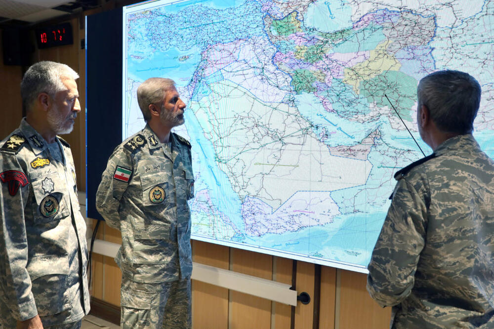 Iranian Army commander-in-chief Amir Hatami attends a meeting in the Iranian Army's War Command Room at an undisclosed location in Iran, in this handout image obtained on June 23, 2025. Iranian Army/WANA (West Asia News Agency)/Handout via REUTERS ATTENTION EDITORS - THIS PICTURE WAS PROVIDED BY A THIRD PARTY.