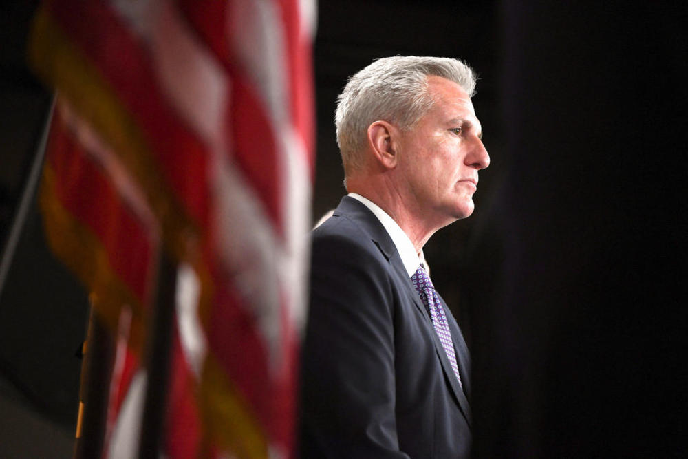 House Minority Leader Rep. Kevin McCarthy (R-CA) attends a press conference at the U.S. Capitol in Washington, U.S., December 14, 2022. REUTERS/Mary F. Calvert