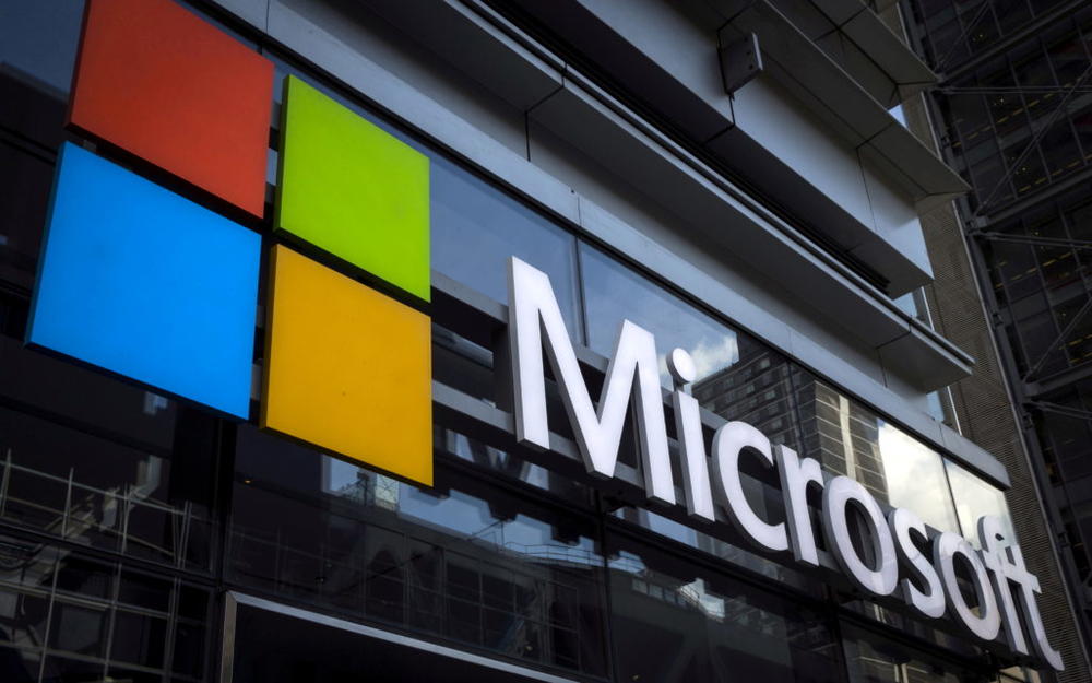 A Microsoft logo is seen on an office building in New York City on July 28, 2015. Photo by Mike Segar/REUTERS