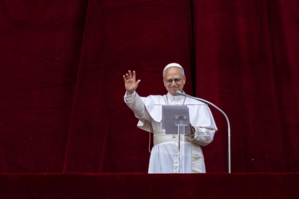 Pope Leo XIV appears on the central balcony (Loggia delle Benedizioni) of St. Peter's Basilica, on the day he leads Regina Caeli prayer, at the Vatican, May 11, 2025. REUTERS/Marko Djurica