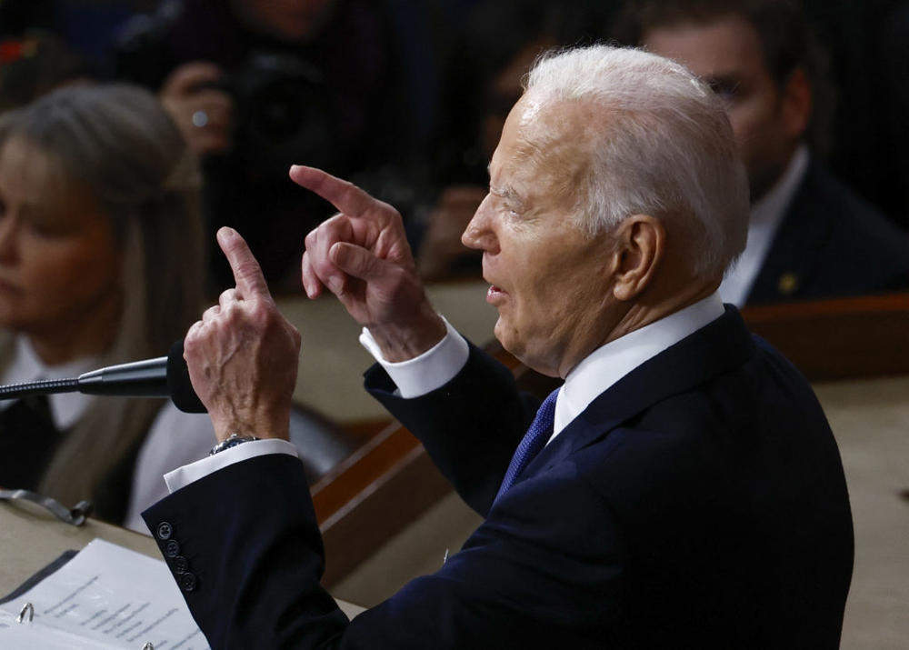 U.S. President Joe Biden delivers the State of the Union address to a joint session of Congress in the House Chamber of the U.S. Capitol in Washington, U.S., March 7, 2024. Photo by Evelyn Hockstein/Reuters