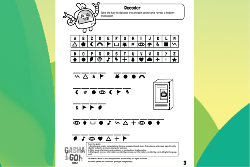 Gasha Go Decoder Activity Sheet