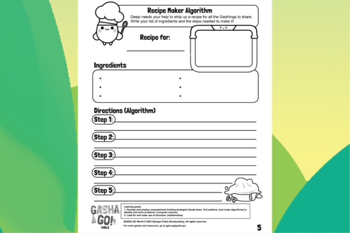Gasha Go Recipe Maker Activity Sheet