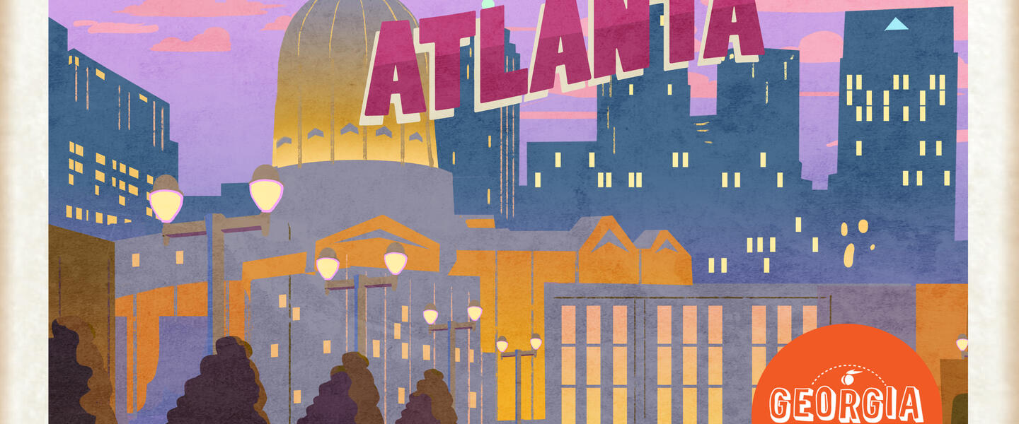 Colorful Atlanta postcard