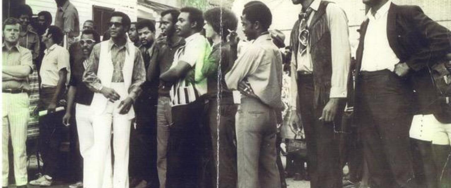 Members of the “Committee of Ten,” a group of Black civil rights activists in Augusta. This photo was taken a week before the riot. Pictured from left to right: Bill Berry, Rosa Clemons, Robert "Flash" Gordon, Leon Larue, Leon Austin, Grady Abrams, John Young, John Brown, Theodore "Teddy" Bowman, and R.L. Oliver.