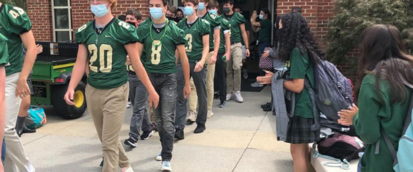 Pinecrest Academy Football Team Wears Masks