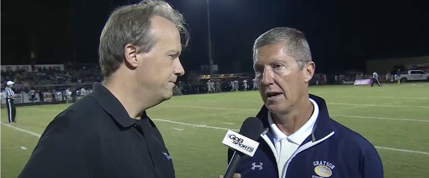 GPB's Jon Nelson interviews Jeff Herron in 2016, when he was the head football coach at Grayson High School.