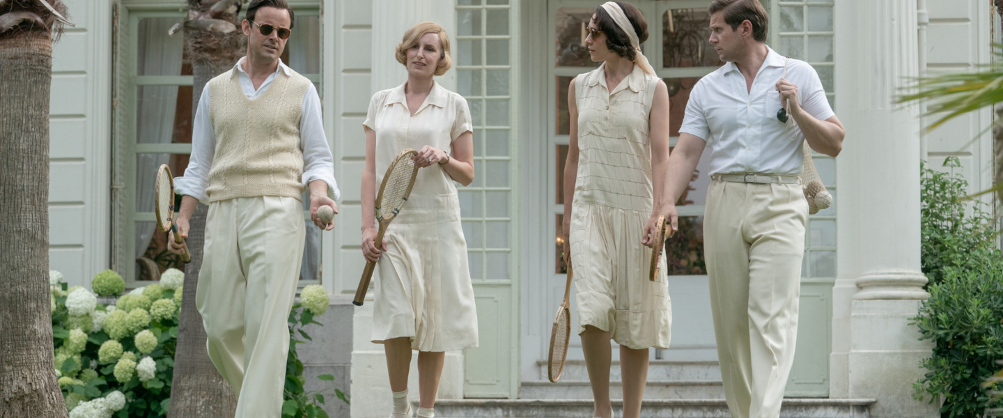 (l-r.) Harry Hadden-Paton stars as Bertie Pelham, Laura Carmichael as Lady Edith, Tuppence Middleton as Lucy Smith and Allen Leech as Tom Branson in DOWNTON ABBEY: A New Era, a Focus Features release. 