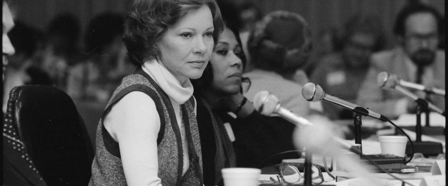 Rosalynn Carter chairs a meeting in Chicago, IL. for the President's Commission on Mental Health.