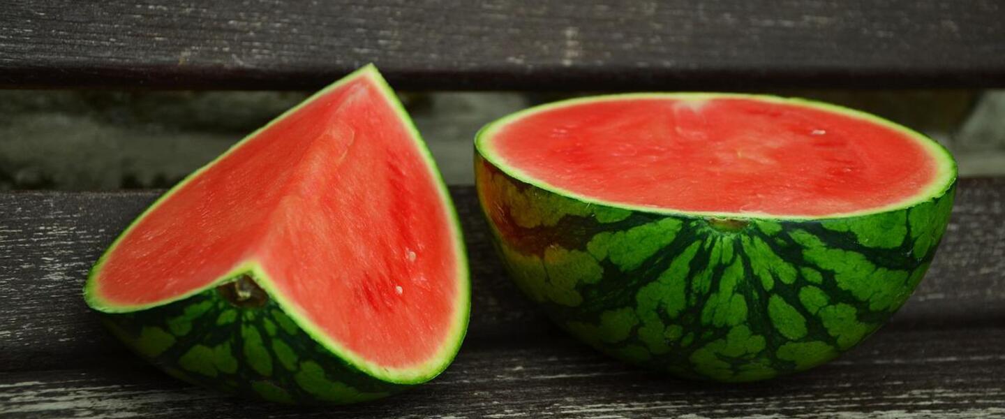 A sliced seedless watermelon
